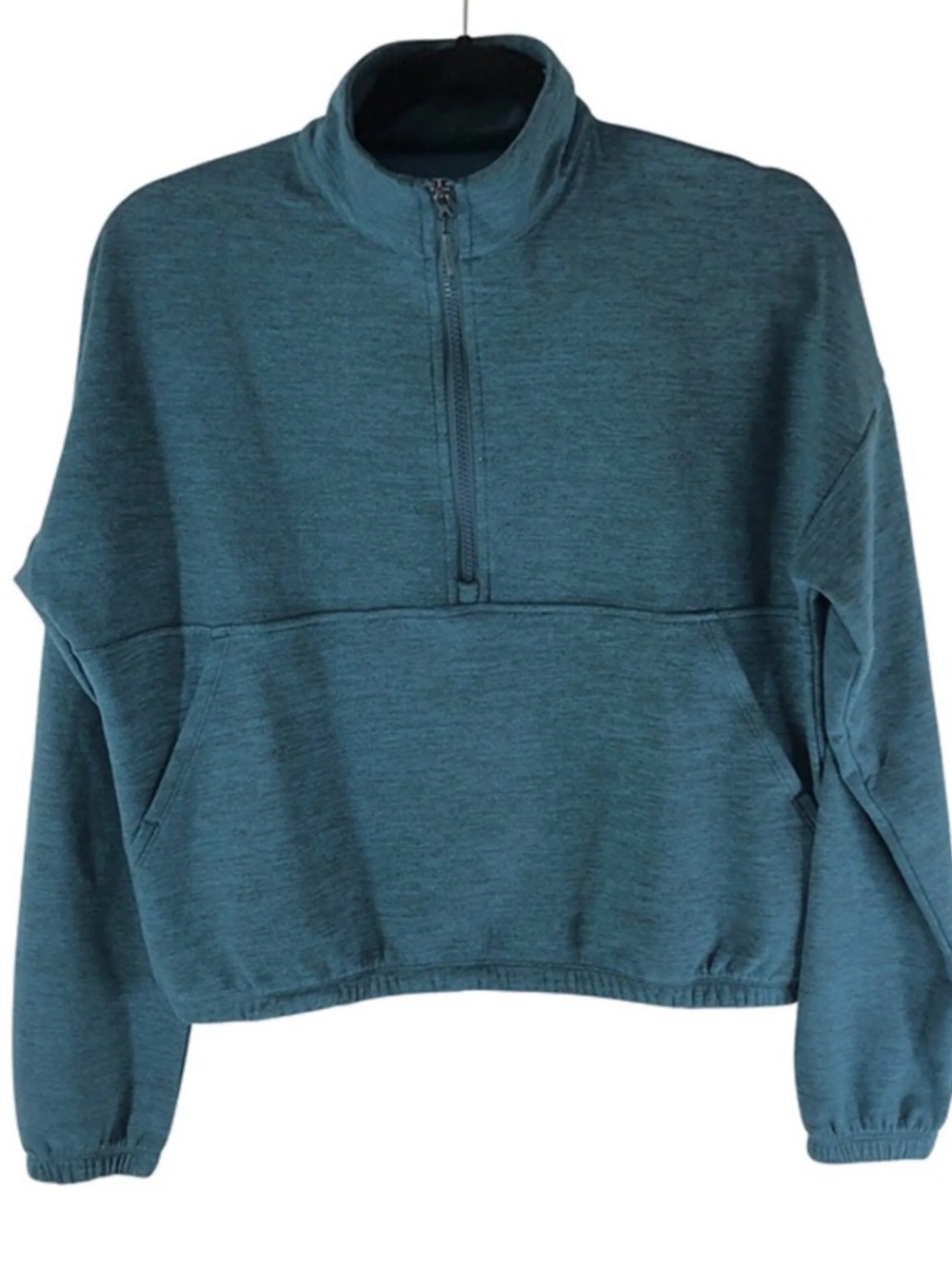 Kyodan Teal Heather Women’s Quarter-Zip Pullover Cropped Sweater Gorpcore Sz M